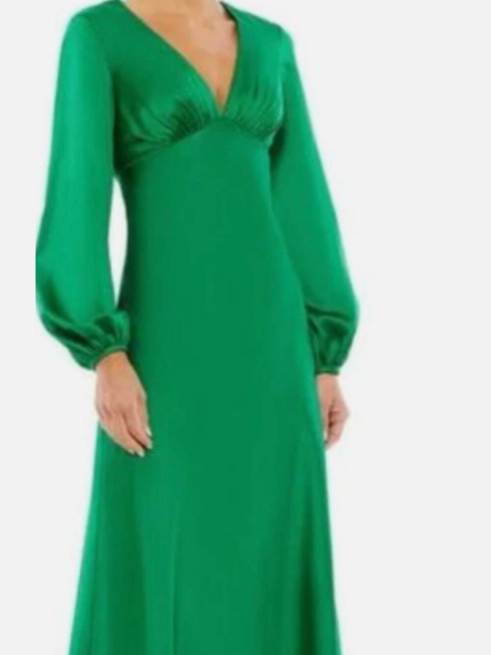 Mac Duggal Puffed Sleeve Satin Gown Size 6 MSRP $398